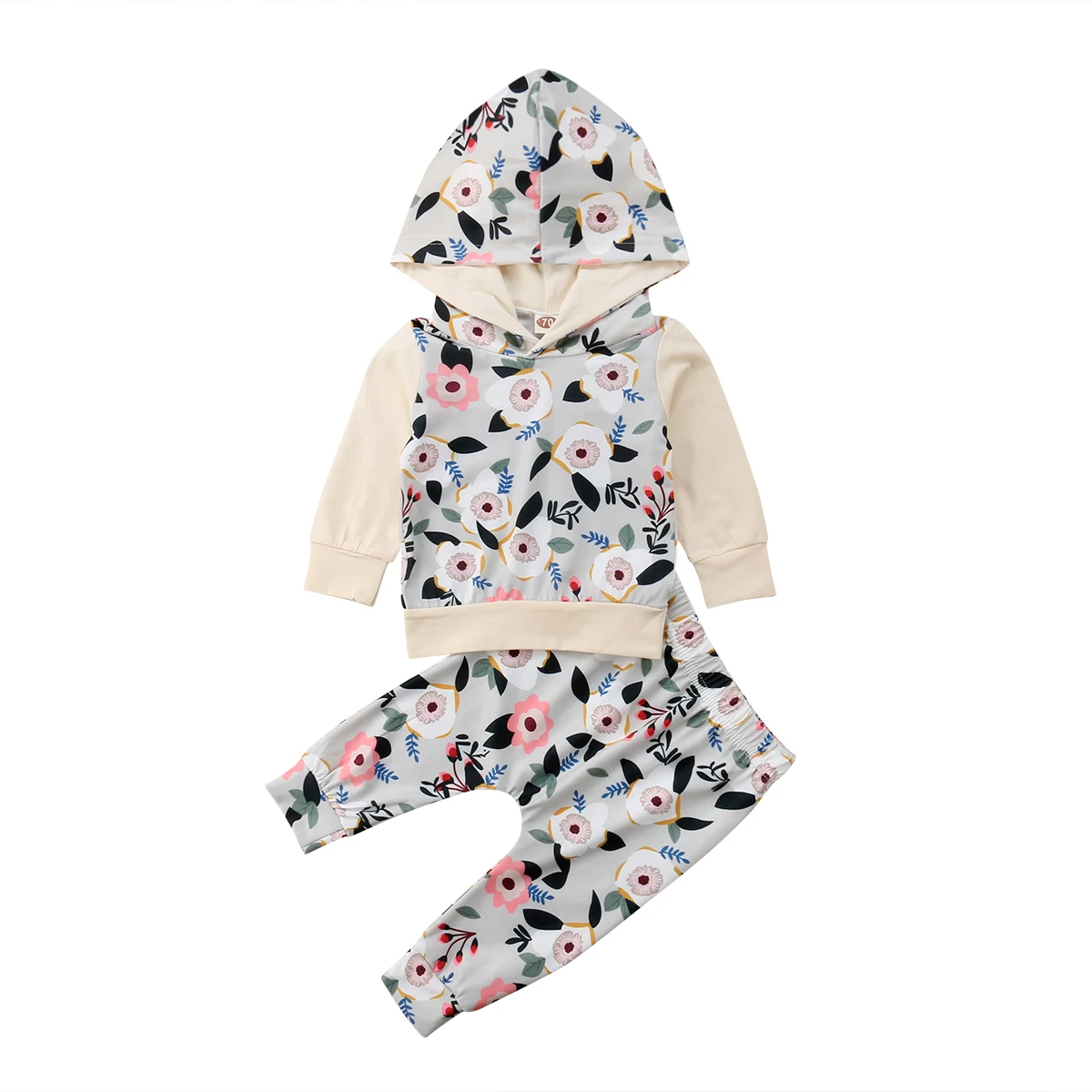 

Newborn Baby Girls Floral Sets Hooded Sweatshirt Tops Pants Outfits Tracksuit