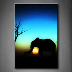 Настенная картина в рамке фотографии слон небо Луна принт на холсте для офисного декора