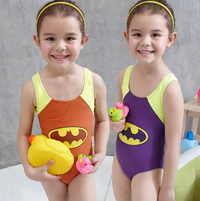 Cheap 2017 One-Piece Boys Girls Swimwear Kids Batman Swimwear Cartoon Patter Kids Swimsuit Set Cartoon Children's Swimming Costume