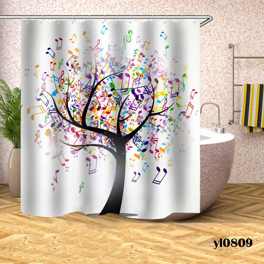 

Trees Shower Curtains Forest Bath Curtains Waterproof For Bathroom Bathtub Large Wide Bathing Cover 12pcs Hooks Tenda Da Doccia