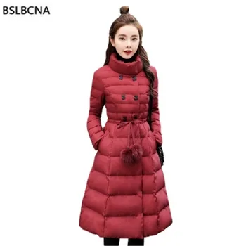 

Winter Jacket Women Tops Down Cotton Clothes Office Lady 2019 Korean Slim Cotton Padded Coat Female Thicker Mid Long Parka A536
