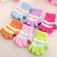 Осенние и зимние женские толстые теплые перчатки, милые полосатые перчатки без пальцев из кораллового флиса, перчатки с полупальцами,, 12 пар, R189