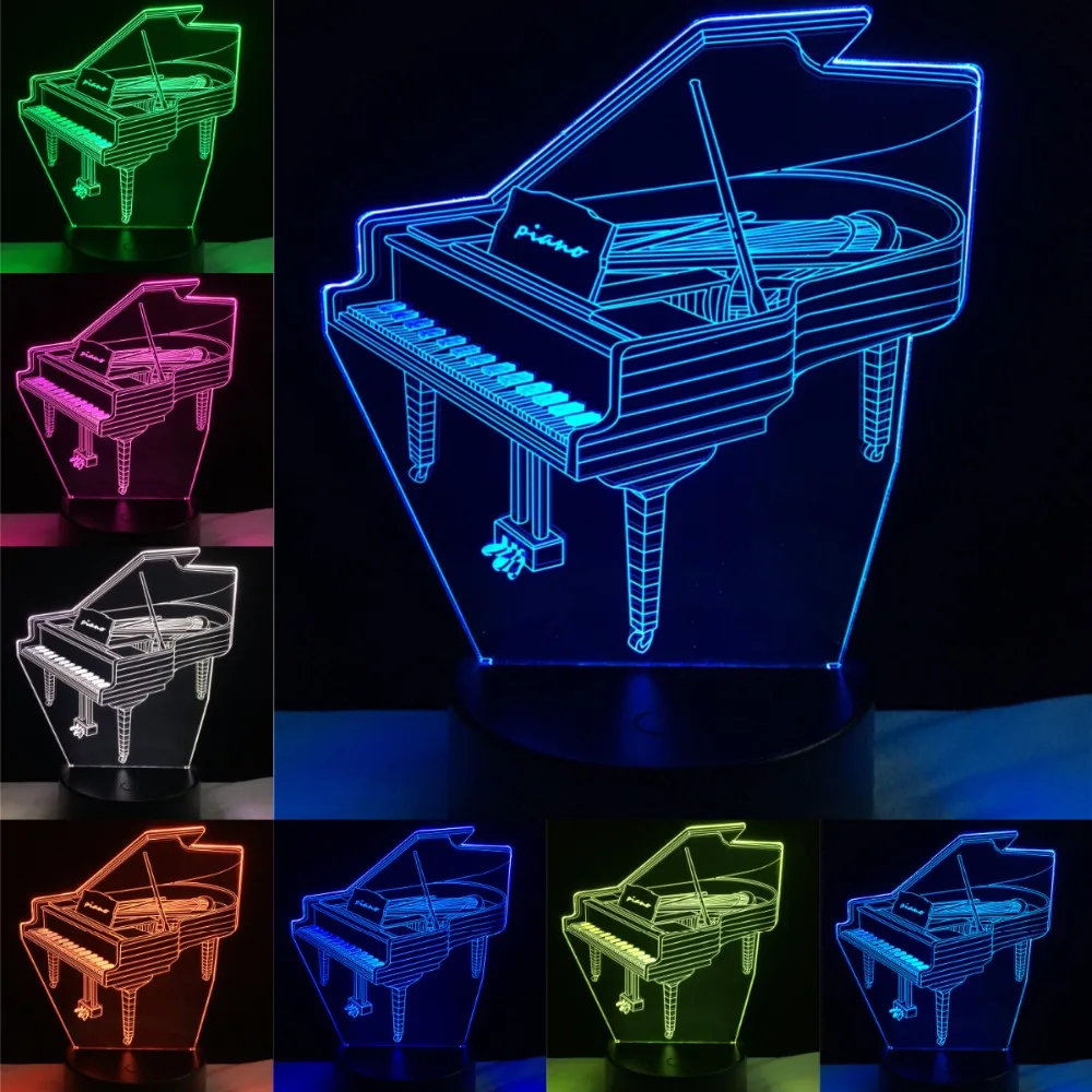 

GAOPIN Creative Music Piano Shaped 3D Lamplight LED USB Mood Night Light Multicolor Touch or Remote Luminaria Change Table Lamp