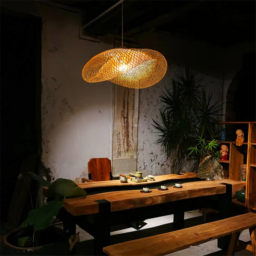  Vintage Lamps Pendant Lamps Dining Room Home Indoor Wood Bamboo Art LED Pendant Lights Lighting Rat - 33010722342