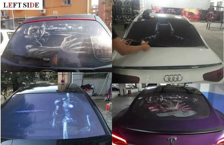 

LEFT SIDE Car Stickers Decal Rear Windshield Backwards Glass Sticker Shows Up When Someone Turns on the High Beam behind You