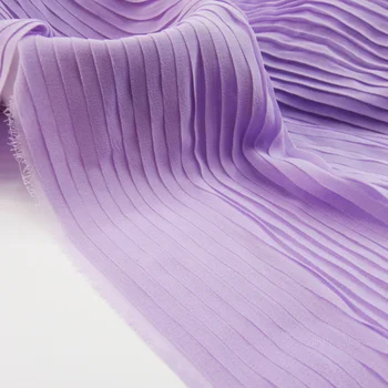 

3 Meters 150CM 59" Wide purple Ruffled Pleated Chiffon Fabric Solid Dress Clothes Materials LX98 1/0.5