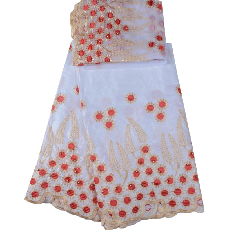 African Lace Fabric Guinea Bazin Riche Set With 2 Yard French Net For Blouse 2018 Latest F1042 | Дом и сад