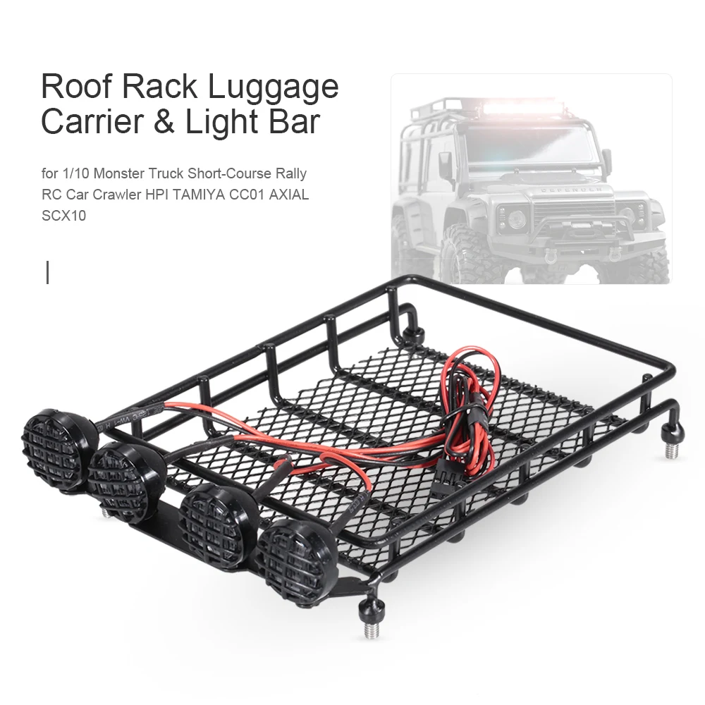 RC Car 110 Roof Rack Luggage Carrier Led Light Bar for Short-Course Cars Crawler HPI TAMIYA CC01 AXIAL SCX10 RC4WD D90 REDCAT (8)