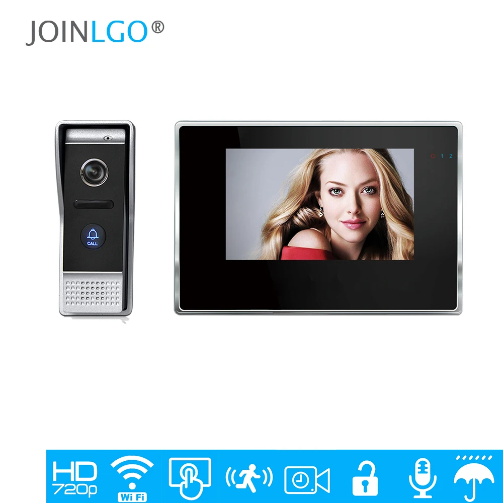 

Free Shipping 1.0MP 720P HD WIFI IP 7" Touch Screen Video Intercom Door Phone Recording Kit Android IOS Phone Remote View Unlock