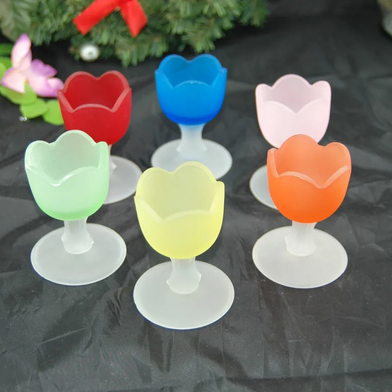 Cheap tulip flowers Cup Frosted glass candlestick with stand wedding