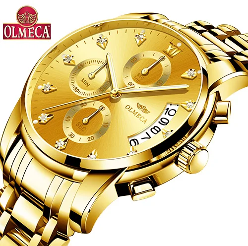 Мужские s часы лучший бренд класса люкс OLMECA Relogio Masculino 3ATM водостойкие хронограф