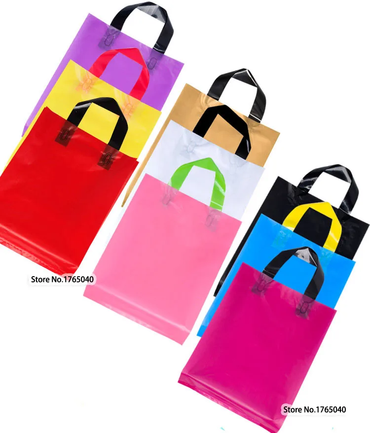 25x33cm custom logo printed plastic packing shopping bags with handle,customized garment