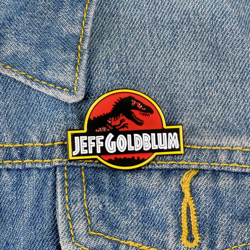 Парк Юрского периода Jeff Goldblum эмалированные Броши красный динозавр круглые модные персональные булавки лацкан сумка со значком Ювелирные изделия Подарки для детей