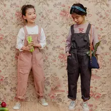 Новинка года; ; комбинезоны для девочек осень хлопок Мода для девочек длинные штаны От 4 до 9 лет B776