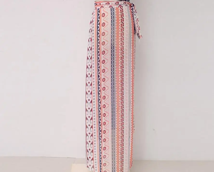 Летние Boho винтажные цветочные печати длинные женские юбки элегантные пляжные макси юбки с высокой талией Асимметричные юбка в стиле бохо для женщин