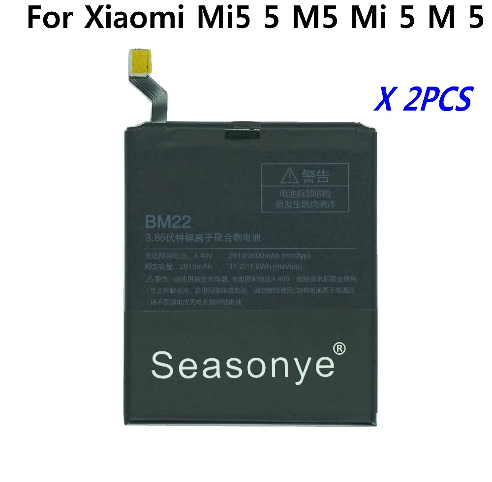 

Seasonye 2910mAh / 11.2Wh BM22 / BM 22 Mobile Phone Replacement Li-Polymer Battery For Xiaomi Mi5 5 M5 Mi 5 M 5 2pcs/lot