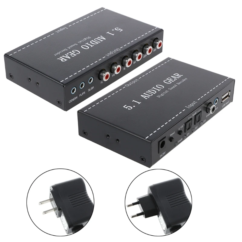 

OOTDTY 5.1 Audio Gear Digital Sound Decoder Audio Converter Surround Rush For DVD PS3 US/EU plug-free shipping