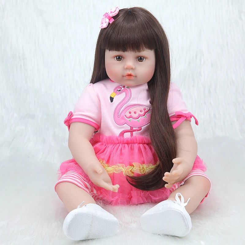Forrsdor 58 см длинношерстная девочка Реалистичная мягкая силиконовая кукла bebe reborn corpo de silicone inteiro realista, подарки на день рождения
