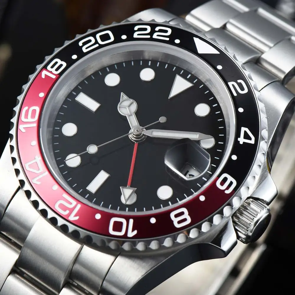 

luxury brand automatic mechanical watch for the Men's waches men GMT 40mm sapphire glass Luminous date Stainless steel aaa R6