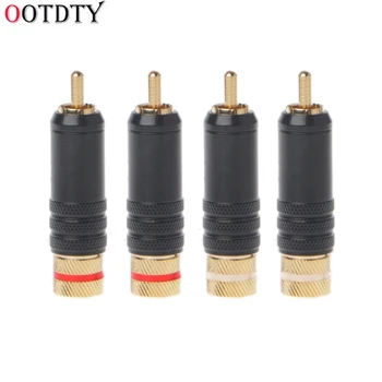 

OOTDTY 4pcs/Lot New Gold Plated Copper RCA Plug Durable RCA Connector Screws Soldering Locking Audio Video WBT Plug