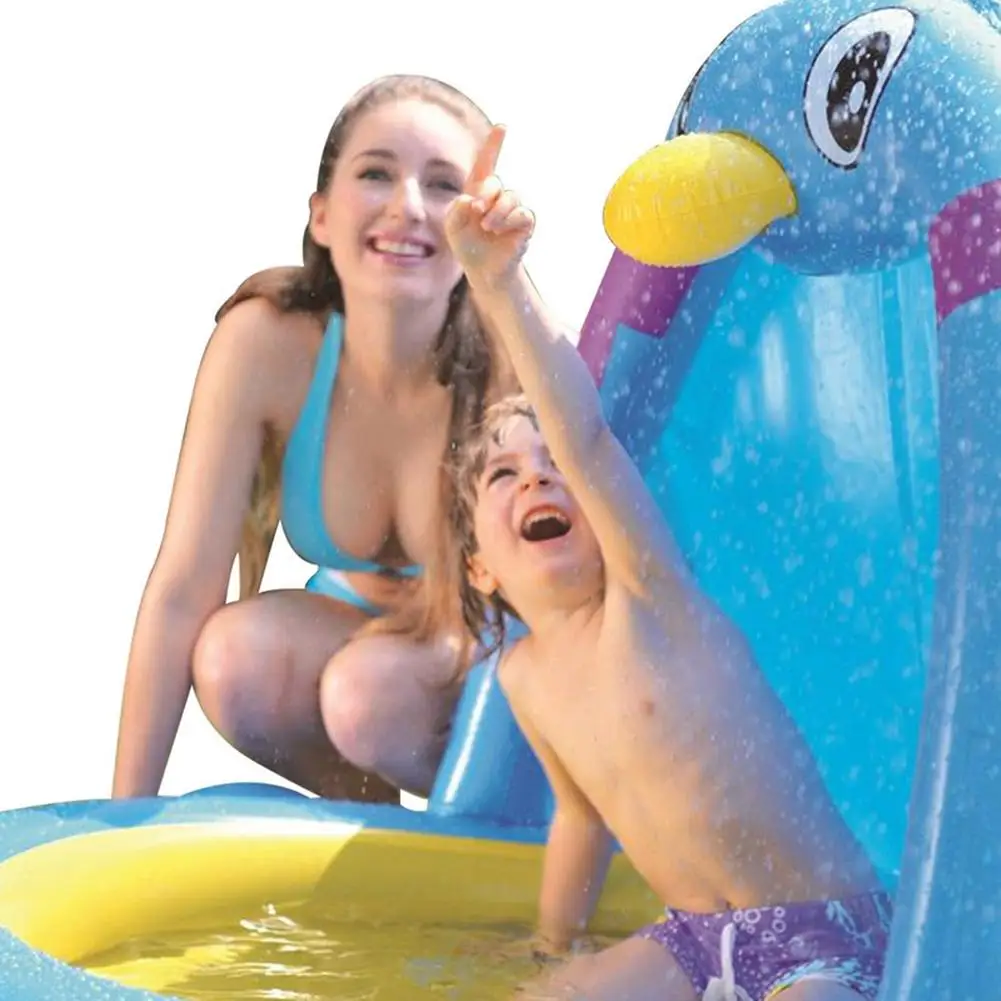 Large Size Water Spray Game Mat Indoor Swimming Pool Penguin Whale Shape Inflatable Paddling Pool For Kids бассейн - Color: R