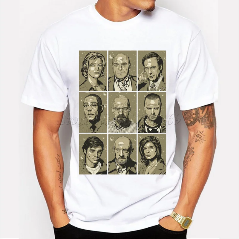 

Popular men t shirt breaking bad characters retro printed male fashion tee short sleeve casual tops hipster funny cool shirts