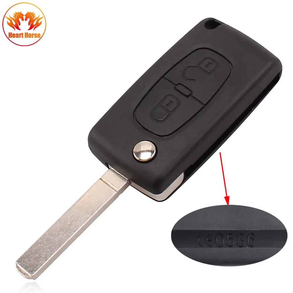 

Replacement 2 Button Remote Flip Folding Key Shell Case For Peugeot 207 307 308 407 807 CE0536 With Battery Holder