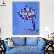 DIY картинки для раскраски по номерам с цветами синий абстрактный цветок картина Рисование Живопись по номерам в рамке дома