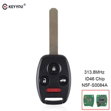 KEYYOU 3+ 1 кнопка дистанционного ключа автомобиля 313,8 МГц брелок для Honda Civic 2006 2007 2008 2009 2010 2011 с PCF7961 чип N5F-S0084A