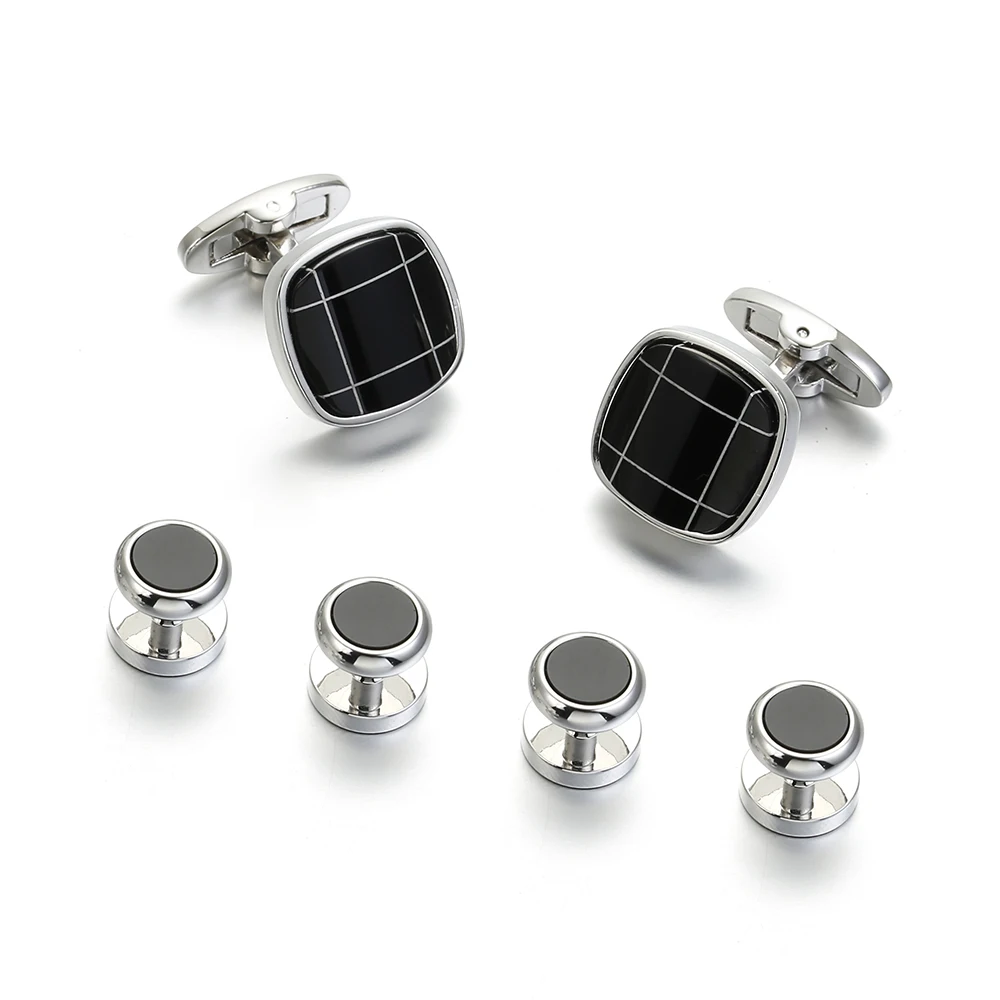

VAGULA Brass Cufflinks Collar Stud High Quality 6 Pcs Cuff Links Tuxedo stud Men Jewelry 437