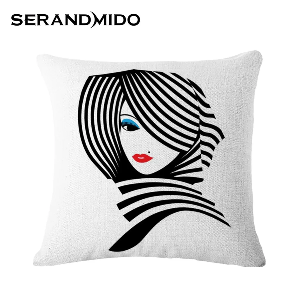 Simple Design Cheap Cushion Covers 45*45cm Black and White Stripes 8