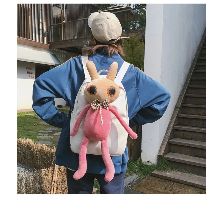 Menghuo Rabbit Canvas Backpack for Women Cute Funny Backpacks for Teenager Girls Lolita Bag Kawaii Backpack Mochilas femininas_18