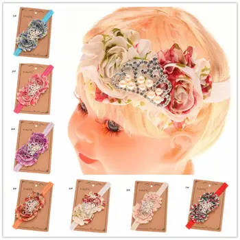 

16PCS Shabby Chiffon Ruffle Flowers Crown Headband Boutique Hair Bows Tiara headband Cute Hair Accessories For Girls