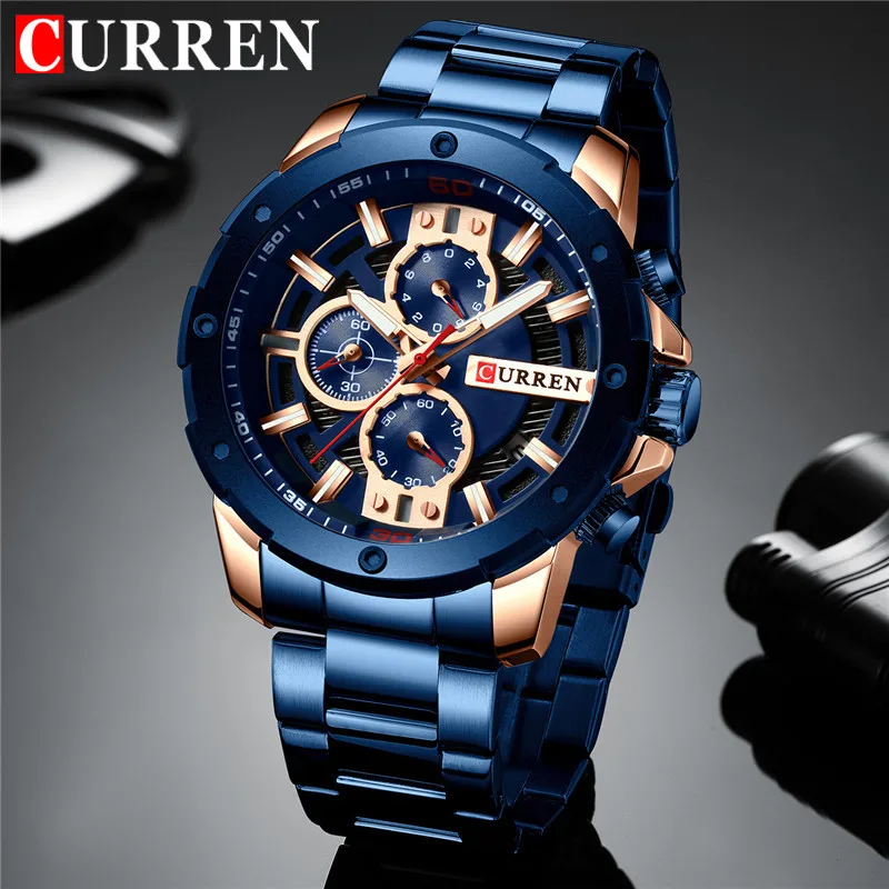 

CURREN Men Watches Top Luxury Brand Quartz Watch Stainless Steel Business Wristwatch Male Clock Relojes Military Chronograph