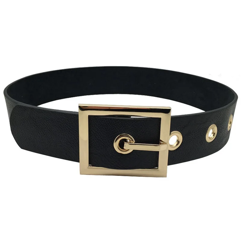 Fashion Leather Wide Metal Gold Buckle Design Belts For Women Pin ...