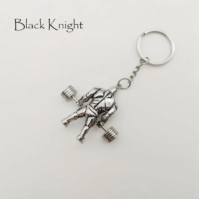 أسود فارس الجسم بناء الوزن رفع الشكل سحر مفتاح سلسلة الرجعية الفضة اللون أزياء رجالي سيارة أقراط BLKN0216-KC