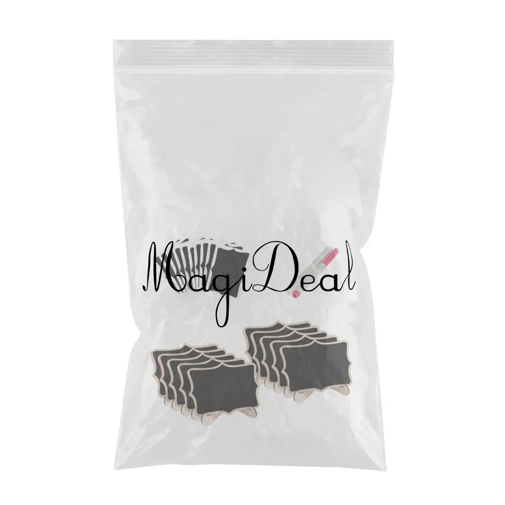  10Pcs Wooden Mini Blackboard Memo Sign Message Chalk Boards Stand Holder Home Office with Pens and Films