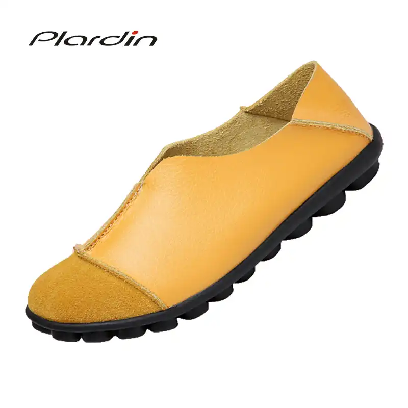 2019 Solid Women Shoes Flats Fashion Comfortable Loafers Women Casual Shoes Classic Driving Woman Shoes Moccasins,Yellow,11