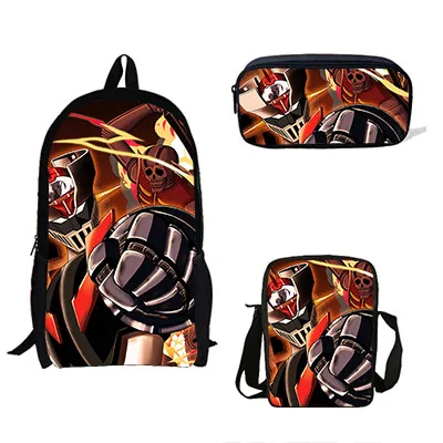 Лидер продаж Аниме Mazinger Z принт рюкзаки дети Bookbag школьная сумка для мальчиков Mochila ежедневно плеча Набор Карандаш Croobody на заказ