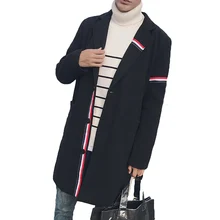 Тренч мужской длинный тонкий крой Harajuku ветровка с отворотом на пуговицах винтажные классические черные мужские пальто корейские куртки Длинные мужские 6G