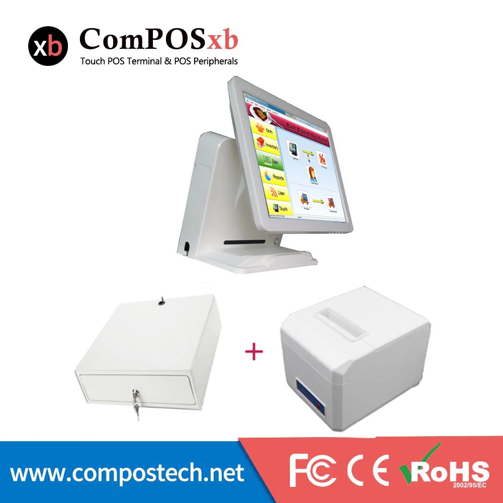 

15 Inch TFT LED POS Factory Complete Set All In One Restaurant Billing System With Cash Box And Termal Printer