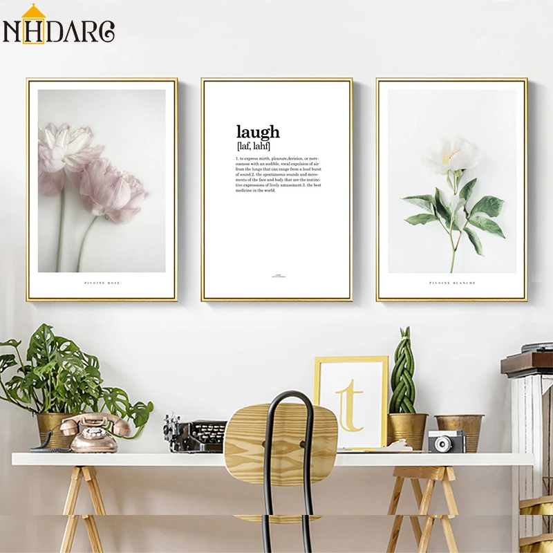 

Nordic Elegant in style Flower Text Quote Wall Art canvas Posters Prints Painting Picture Decorative Picture Nordic Decoration