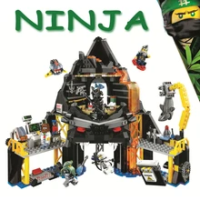 

Bela Compatible Legoe giftse Ninjagoe Movie 70631 Garmadon's Volcano Lair Base Fortress 554Pcs Building Blocks Bricks 2018 New