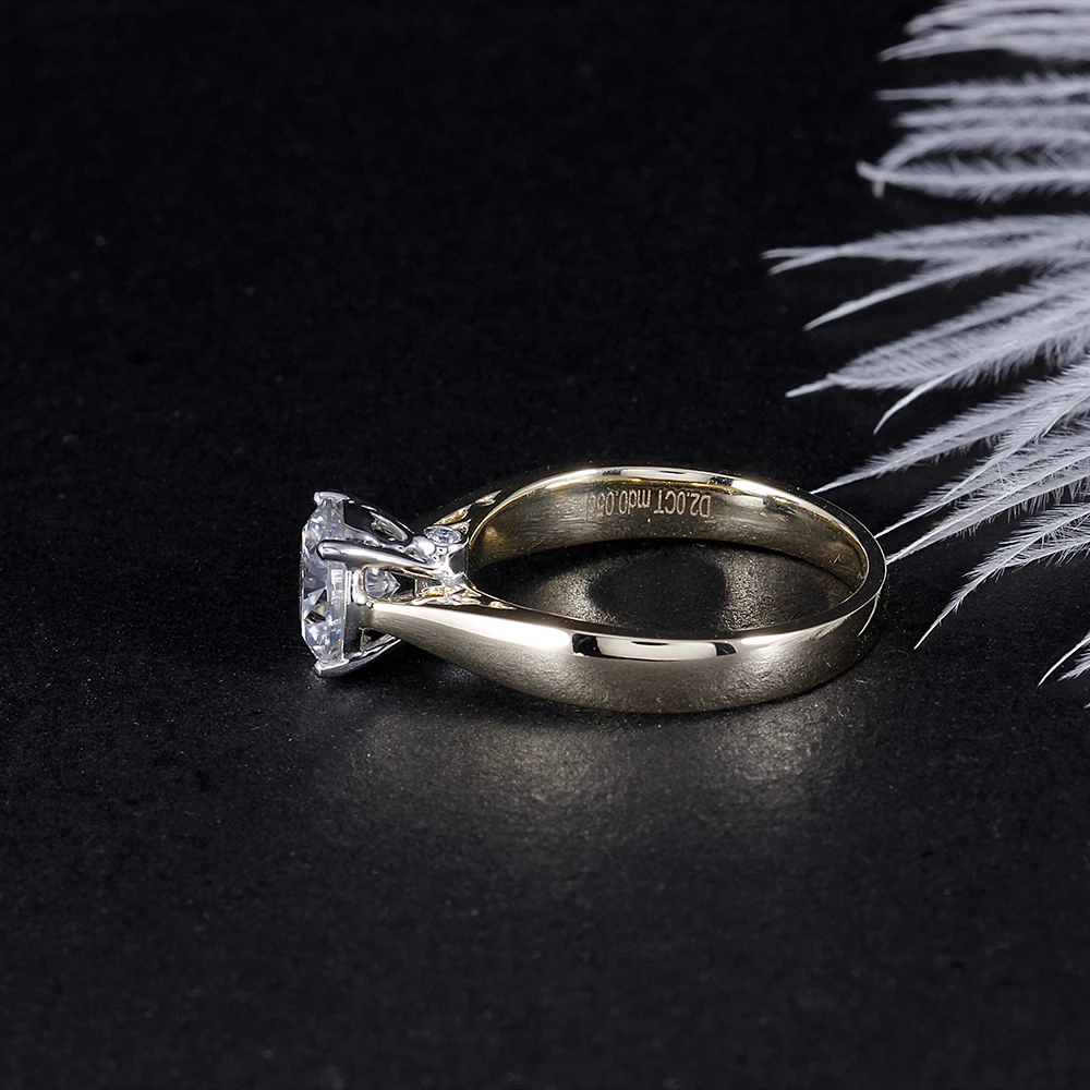 DovEggs 14K 585 Желтое и белое золото 2ct карат 8 мм F цвет обручальное кольцо для женщин Свадебное Золотое обручальное кольцо