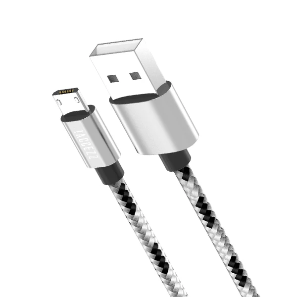 ACCEZZ нейлоновый Micro USB кабель для быстрой зарядки и передачи данных для samsung Xiaomi Redmi huawei htc Tablet Android мобильный телефон провод линия - Цвет: Silver