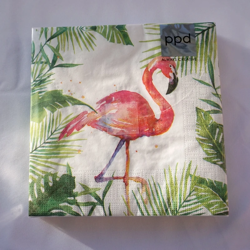 4 papers decoupage napkins 33*33cm pink Flamingos paper napkins for