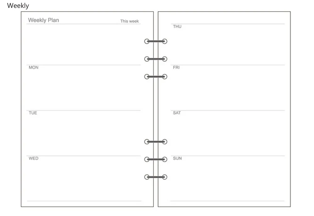 A5/A6/A7 вкладыш Тетрадь's сменный блок ясно 45 листов машина для скрепления спиралью планировщика аксессуар Многофункциональный внутренняя страниц - Цвет: Weekly Plan