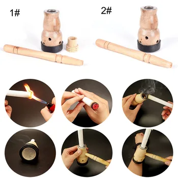

1set Moxa Mugwort Moxibustion Box Wooden Gourd Device Massage Burner Roll Set Wormwood Artemisia Acupuncture Moxa