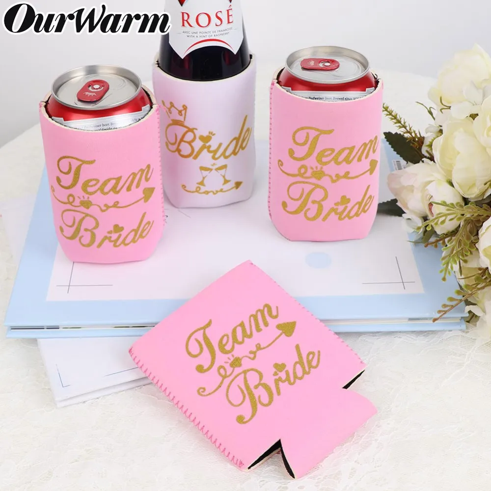 

OurWarm Bachelorette Party Supplies Neoprene Can Cooler Sleeve Team Bride Bridal Shower Wedding Decoration Hen Party Coolers Bag