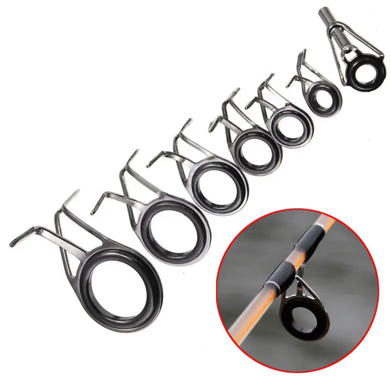 7Pcs Mixed Size Fishing Top Rings Pole Rod Repair Kit Line Guides Eyes